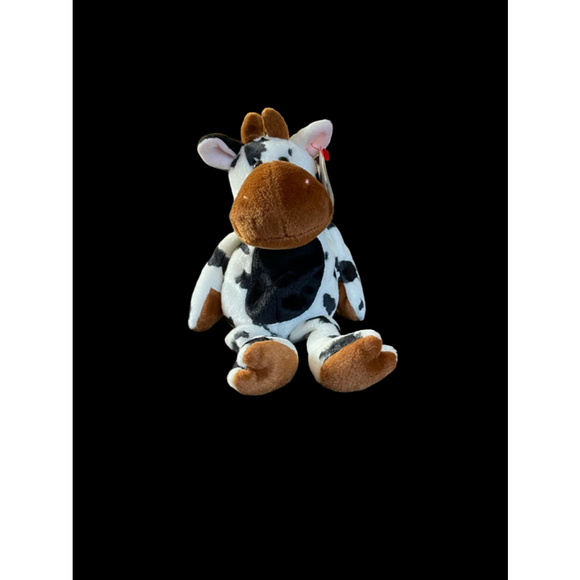 Ty Beanie Baby Cow Plush Stuffed Animal Tipsy White Black - Picture 2 of 7